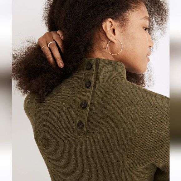 NWOT Madewell MockNeck Button Back Sweater Top Size Small in Green - Picture 13 of 14